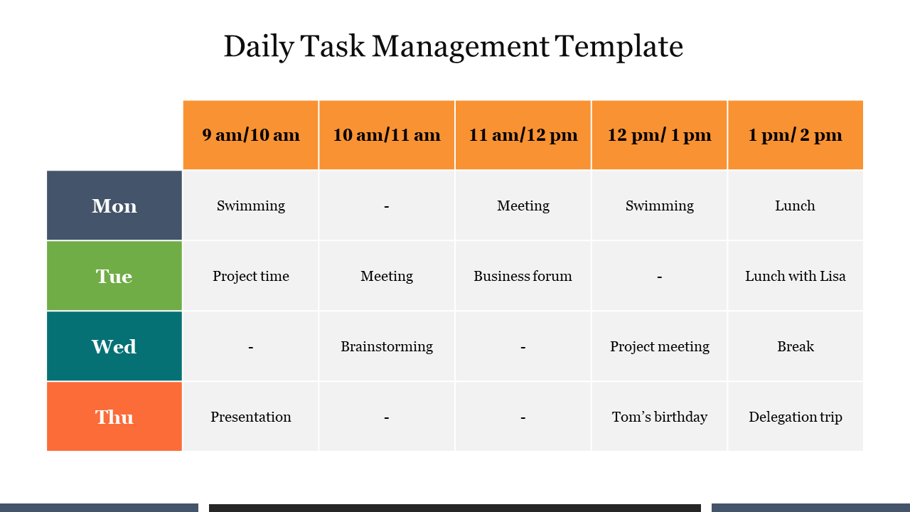 Daily Task Management Template